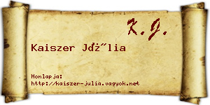 Kaiszer Júlia névjegykártya